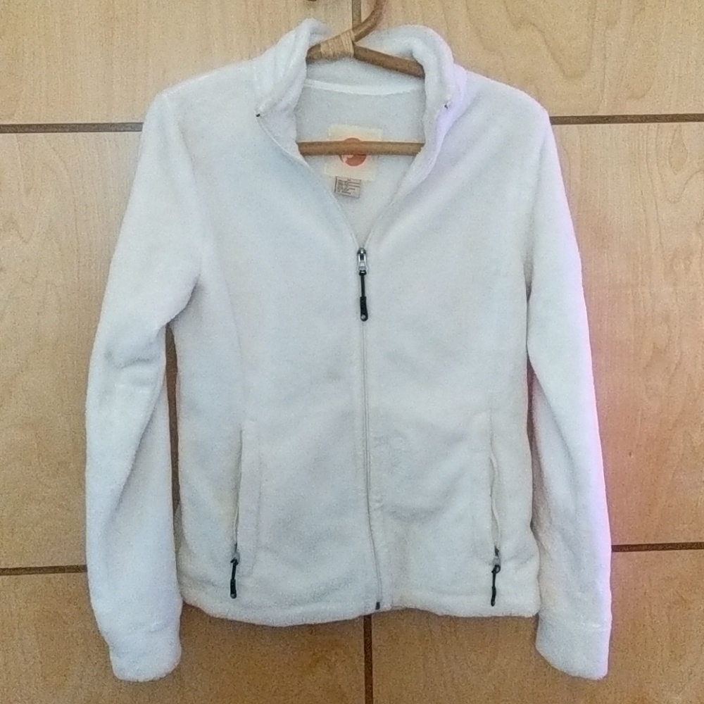White faux fur jacket. Medium.